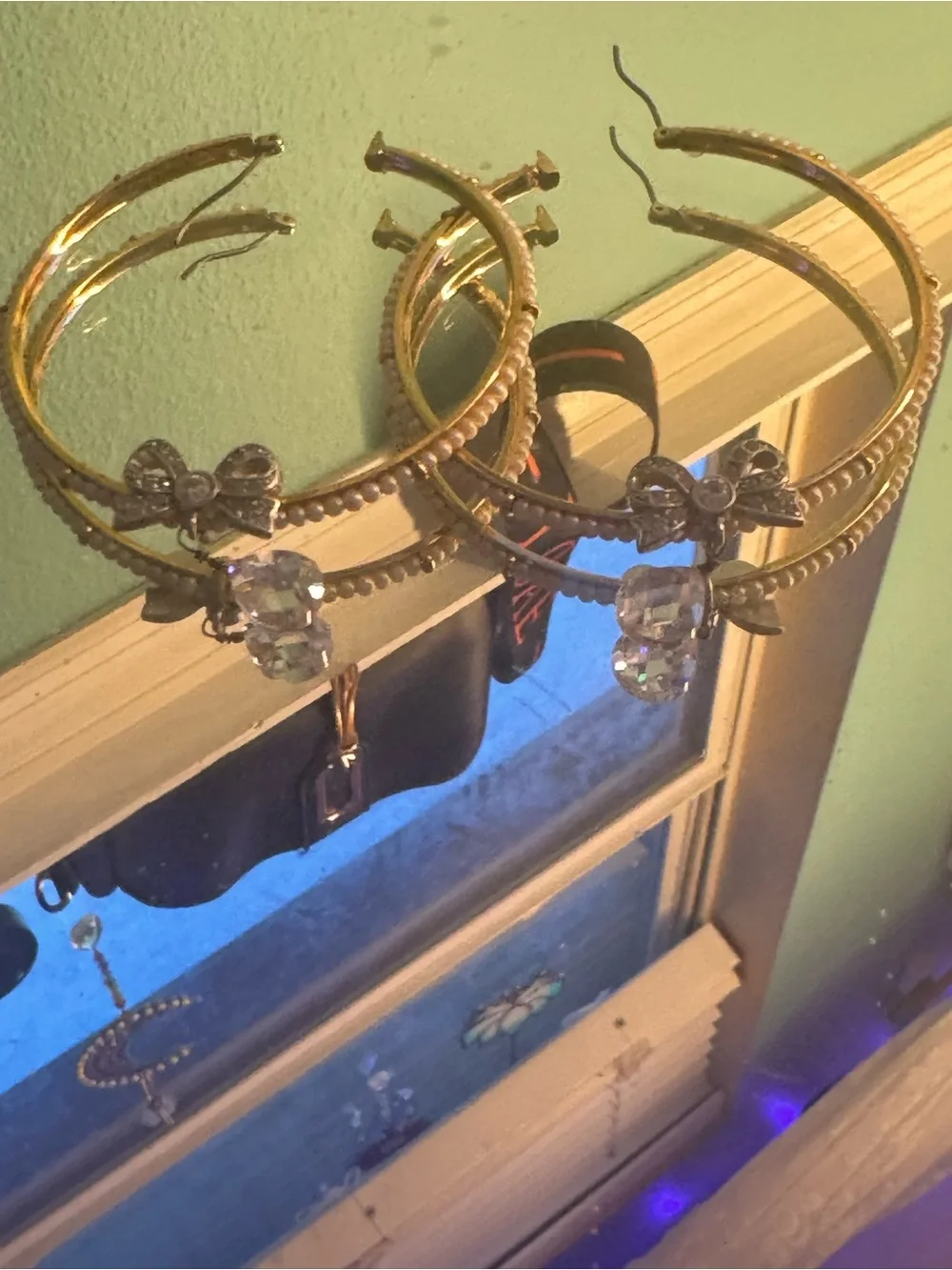 Betsy Johnson Hoop Pearl Earrings